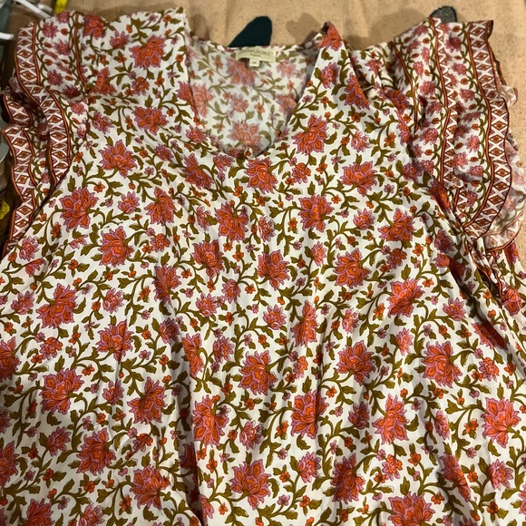 Cynthia Rowley Floral Blouse with Pink and Green Accents - Picture 1 of 2
